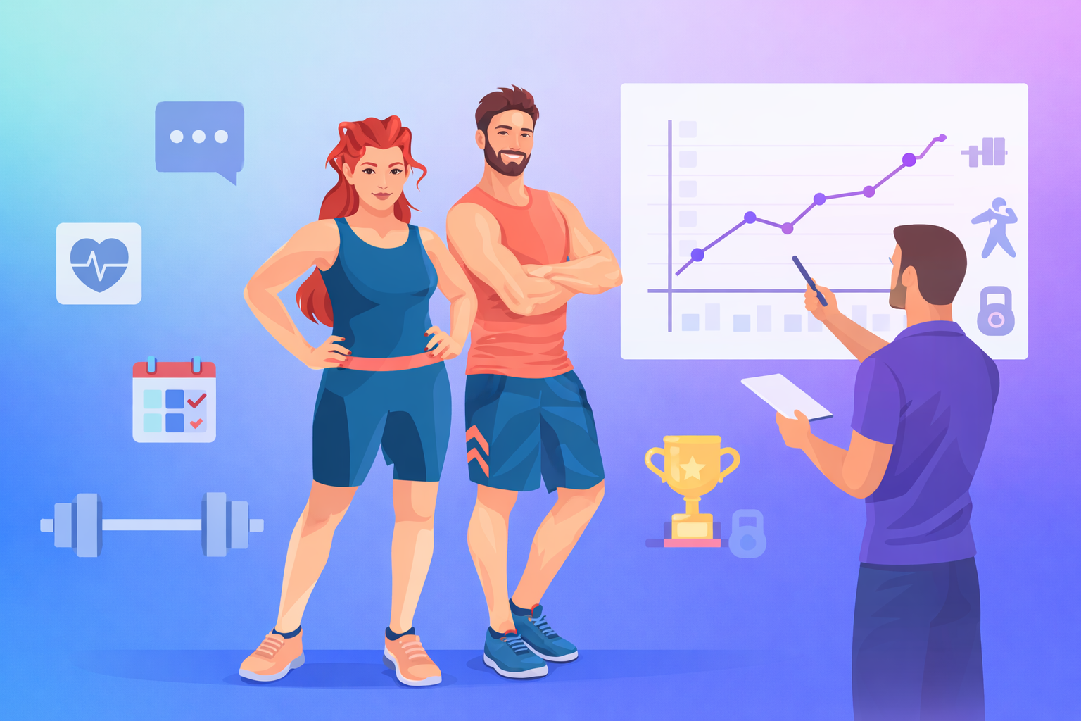 Coach und Athlet mit Trainings-Tracking